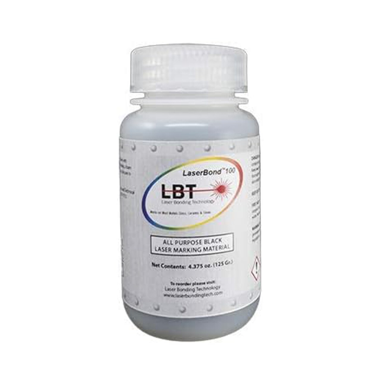LaserBond 100 Black Laser Marking Ink, Compatible with CO2 Fiber Diode and YAG Laser Engravers, Permanent Marks on Metal Glass Stone and Ceramic (125g)